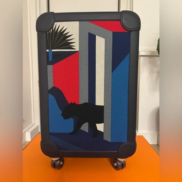 New Hermes Cabin Carryon Luggage Jaguar H Plume Canvas Regate AB Bleu  Nuit